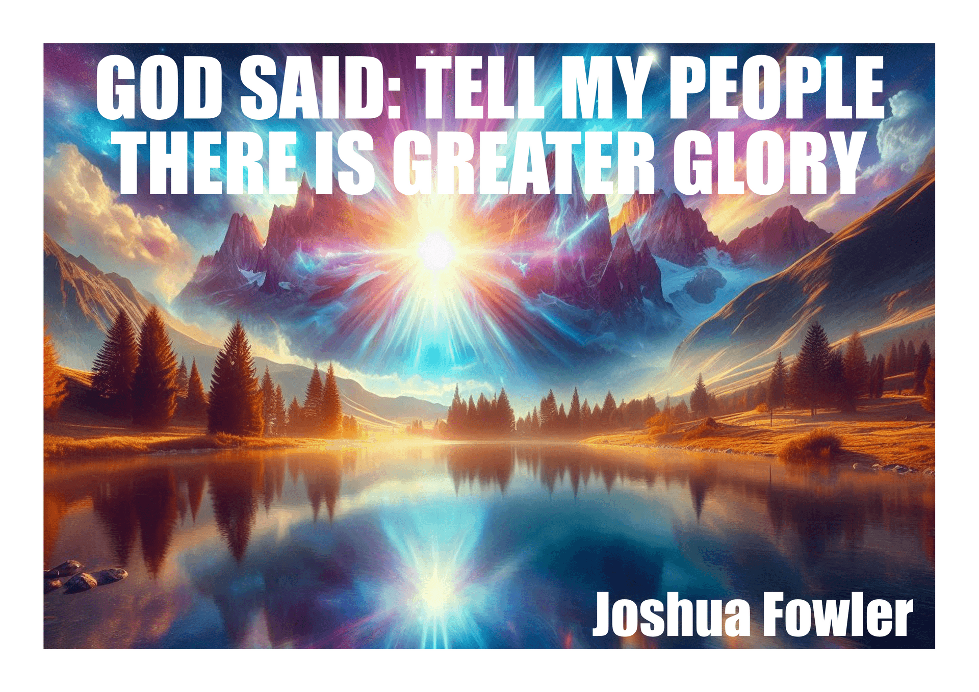 My Jesus
Joshua Fowler
Sid Roth
God
ELOHIM
YHWH
Greater Glory