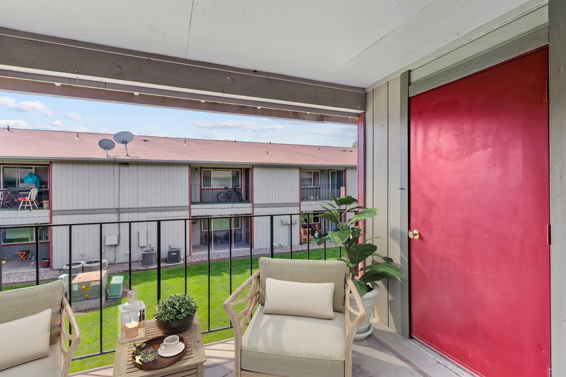 private balcony with storage