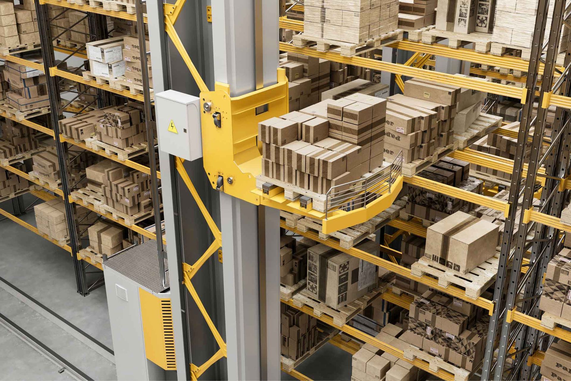 A warehouse filled with lots of shelves and boxes.