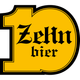 Uma placa amarela que diz Zehn Bier