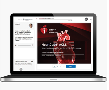 AHA HeartCode ACLS online adaptive learning module — completed before your in-person ACLS skills session in Harmony, FL