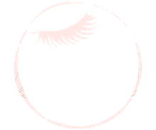 Faint pink circular emblem with a stylized feathered wing on a white background