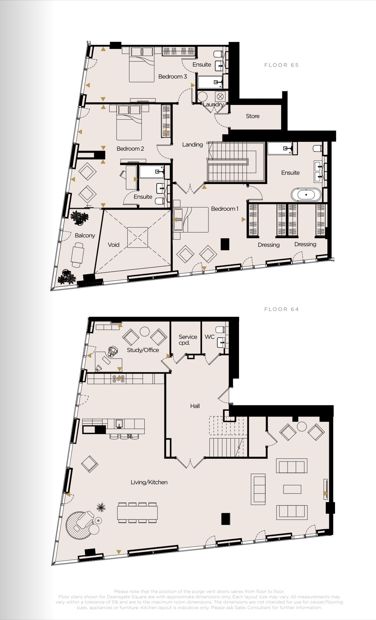 Floor plan layouts with top section labeled