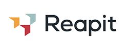 Reapit logo: A stylized square shape with colored elements (orange, red, blue, white) next to the word