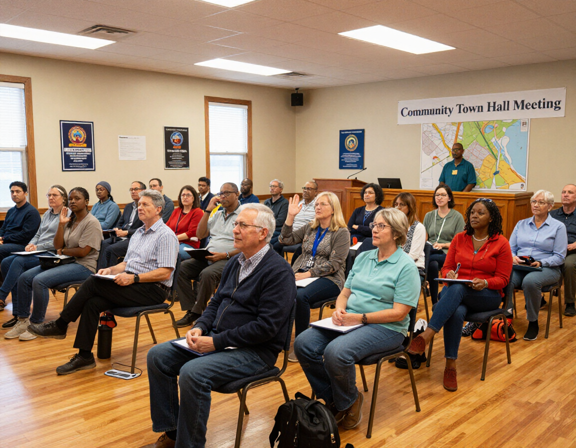 Community town hall meeting with neighborhood residents