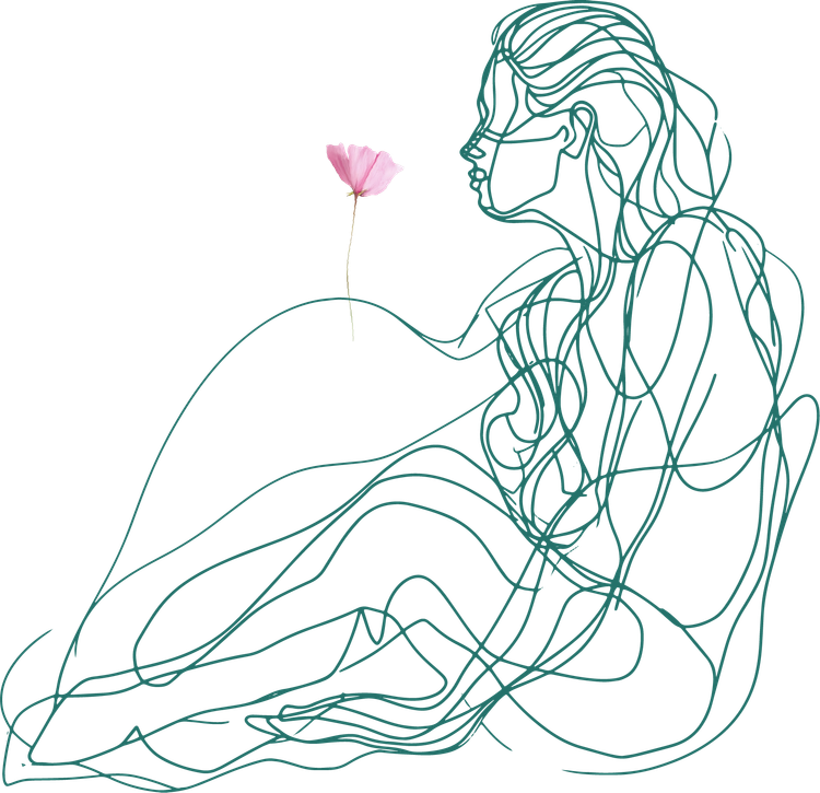 Woman smelling flower illustration