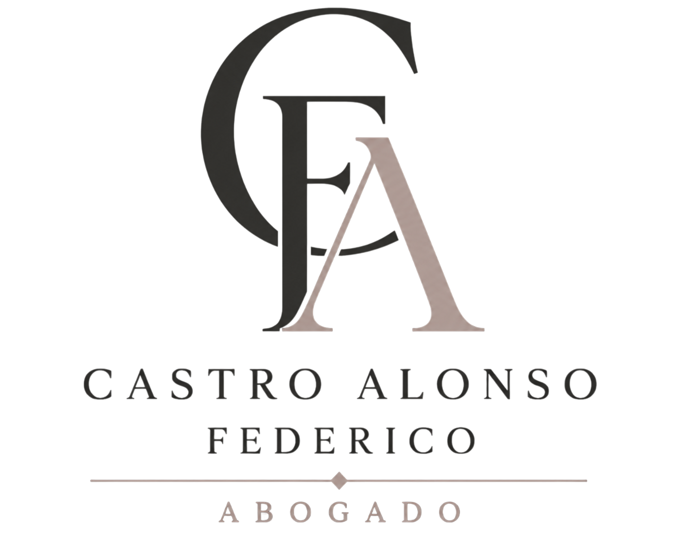 Logotipo de Castro Alonso Abogados con el monograma CA estilizado en negro y beige.