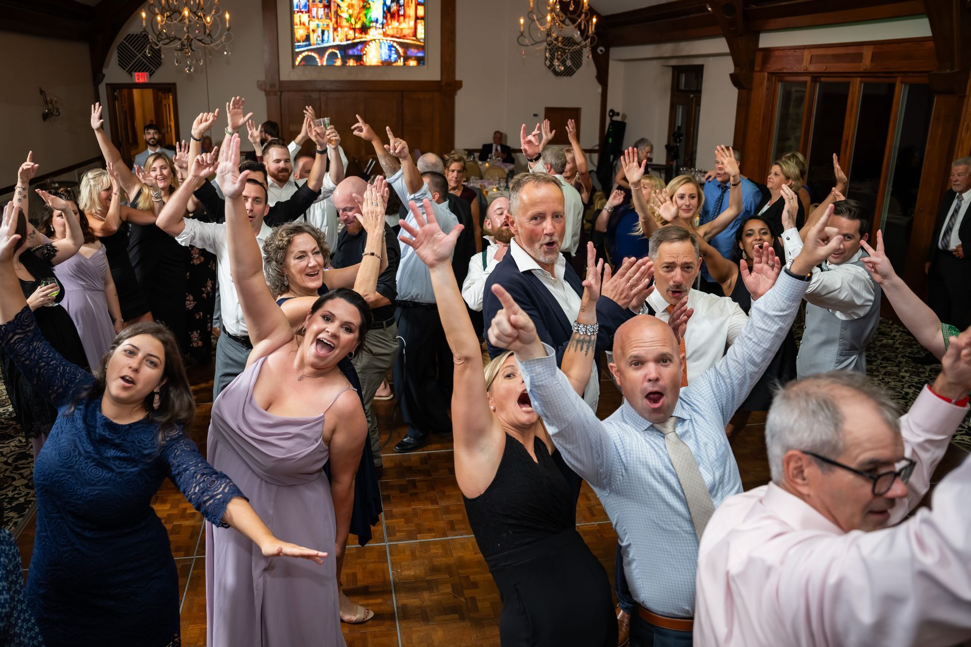 Wedding reception dance floor with Armani Entertainment DJ