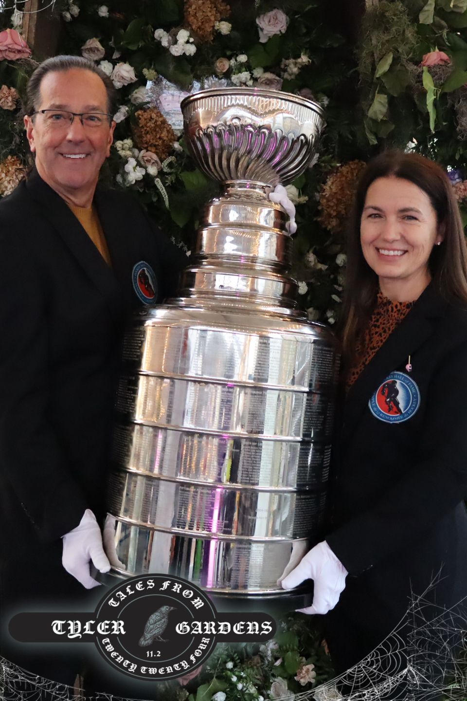 stanley cup in a photo booth at tyler gardens