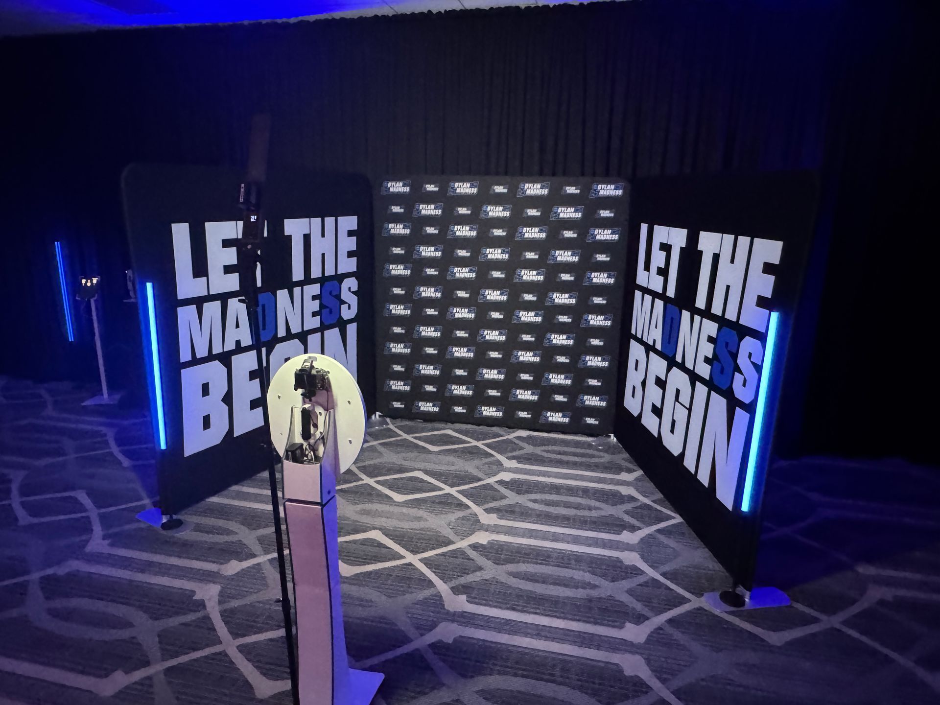 bar mitzvah three wall hoto booth rental backdrop setup in lafayette hill pa near philadelphia