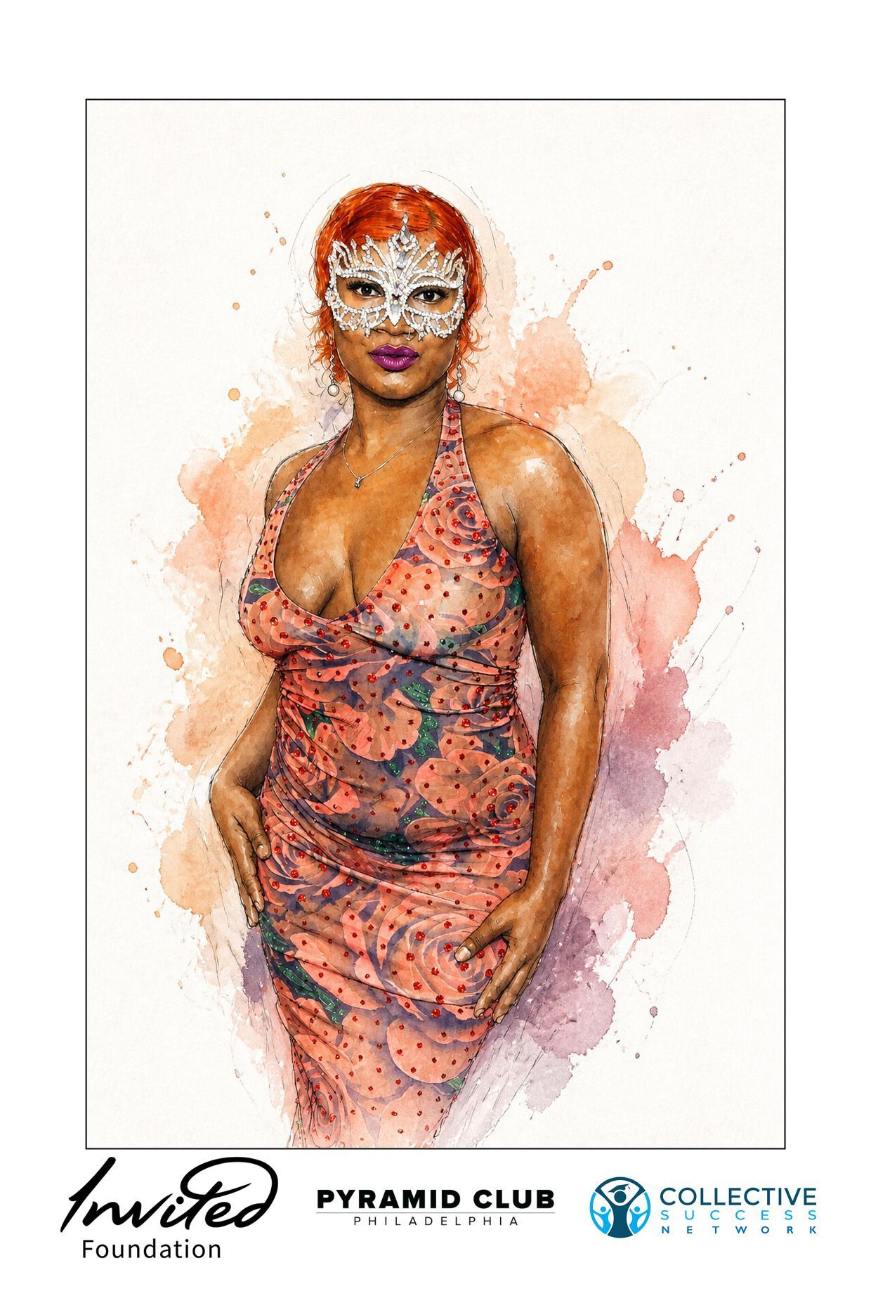 watercolor artist photo booth philadelphia with single guest in photo