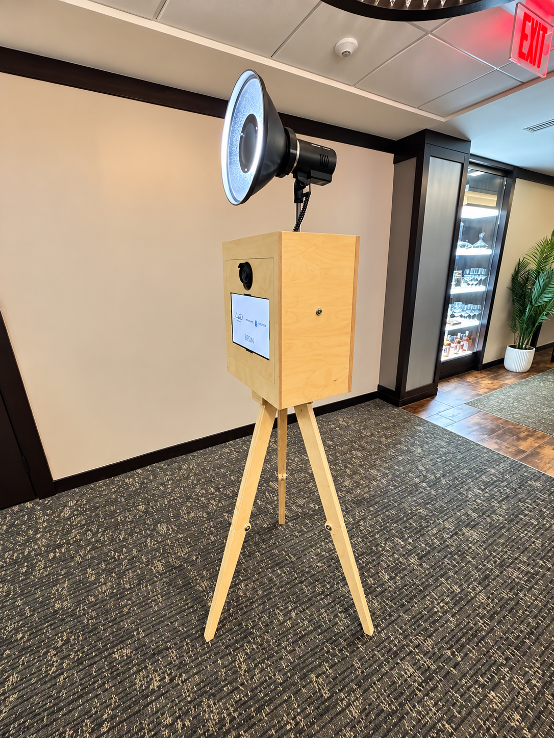 wooden vintage photo booth at the Pyramid Club in Philadelphia pa