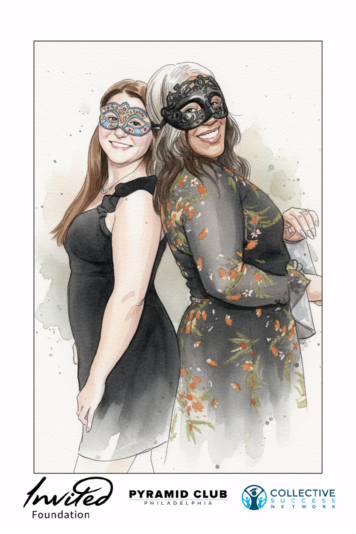 watercolor artist photo booth picture at pyramid club philadelphia