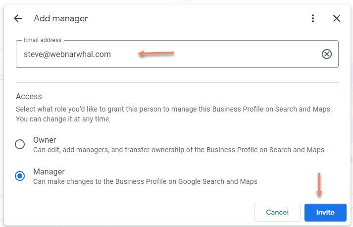 Adding an account to your Google Business Profile - Add Manager Adding an account to your Google Business Profile - Add Manager