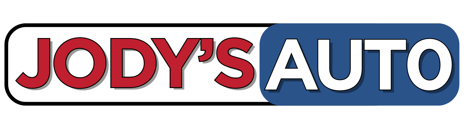 The Jody's Auto logo features the red text "JODY'S" on a white background and "AUTO" in white text on a blue background.