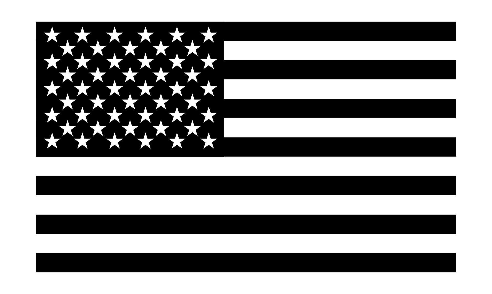 A black and white american flag with stars on a white background. A black and white american flag with stars on a white background.