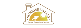 Sunrise Valley logo with a house outline, sun, and spray foam insulation.