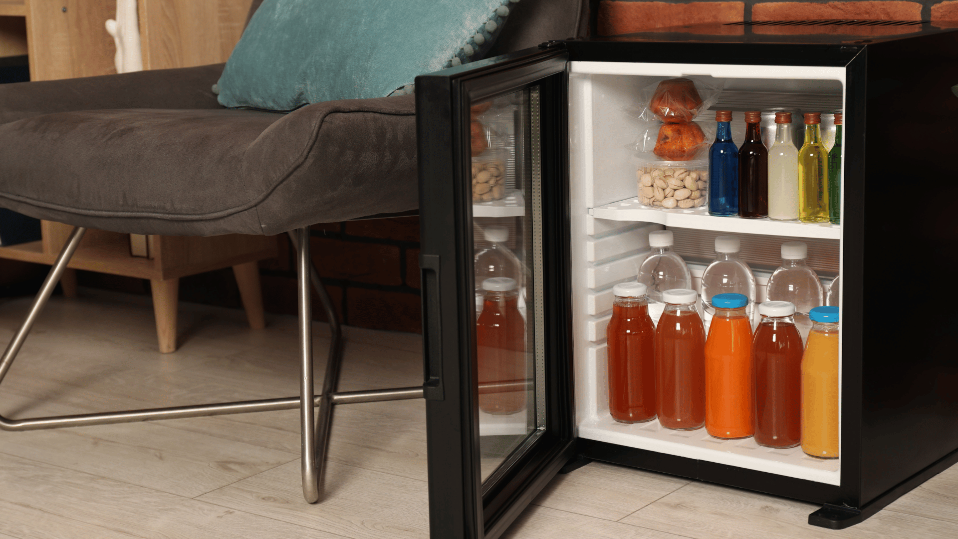 Smart cooler installation providing fresh food and beverage access in a modern workplace setting