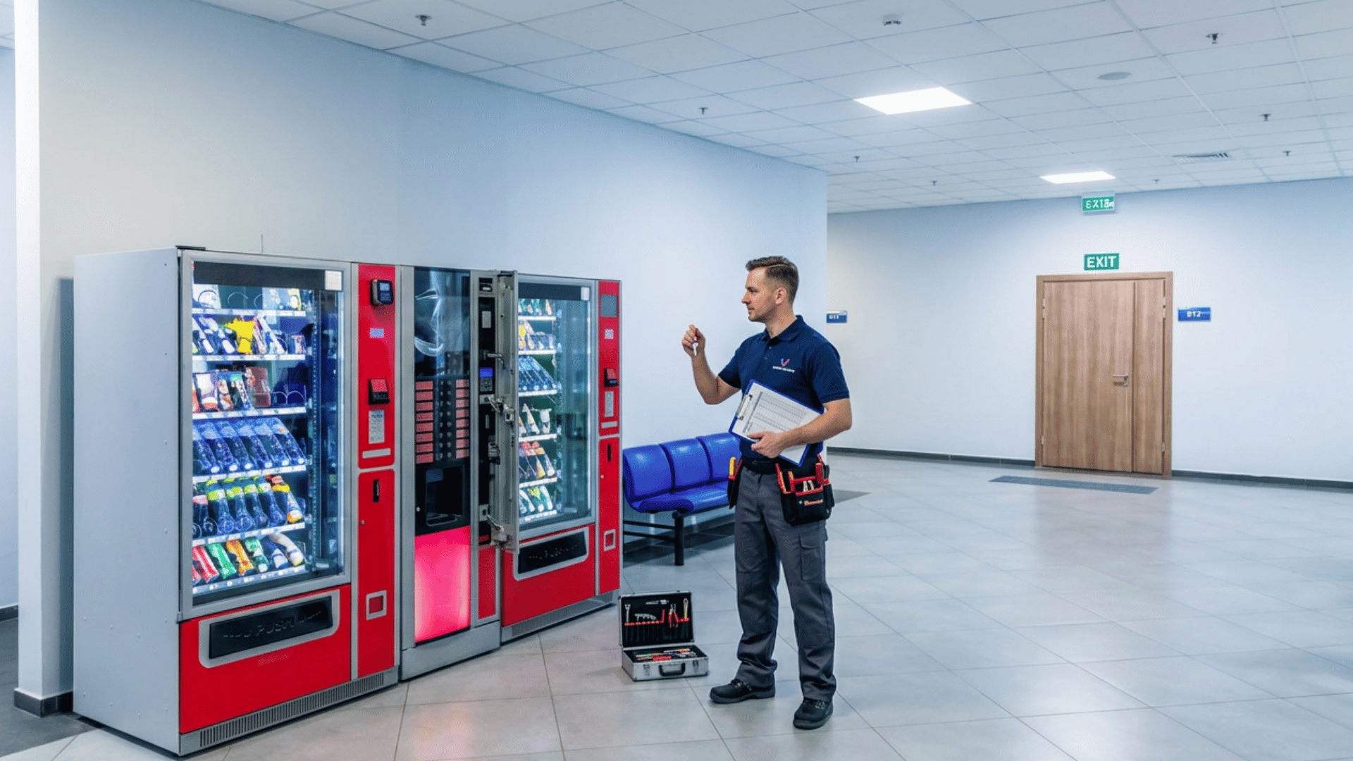 Commercial vending services with professional vending equipment maintenance and repair support for businesses