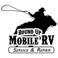 Black silhouette of a cowboy roping from a horse; the logo reads 