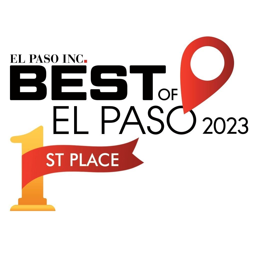 El Paso Inc. “Best of El Paso 2023” 1st Place badge with red map pin logo
