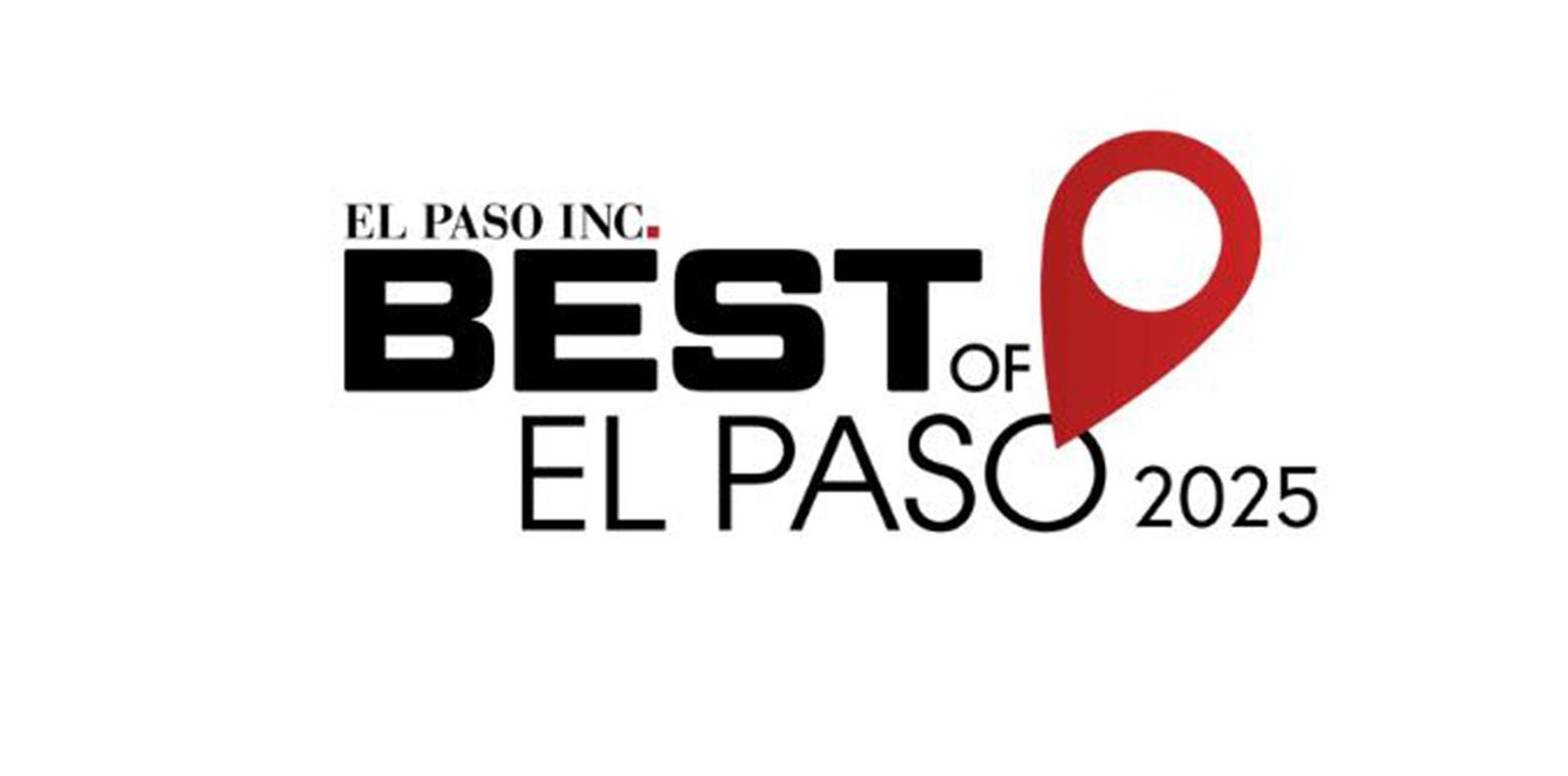 El Paso Inc. Best of El Paso 2025 logo with black text and a red map pin icon