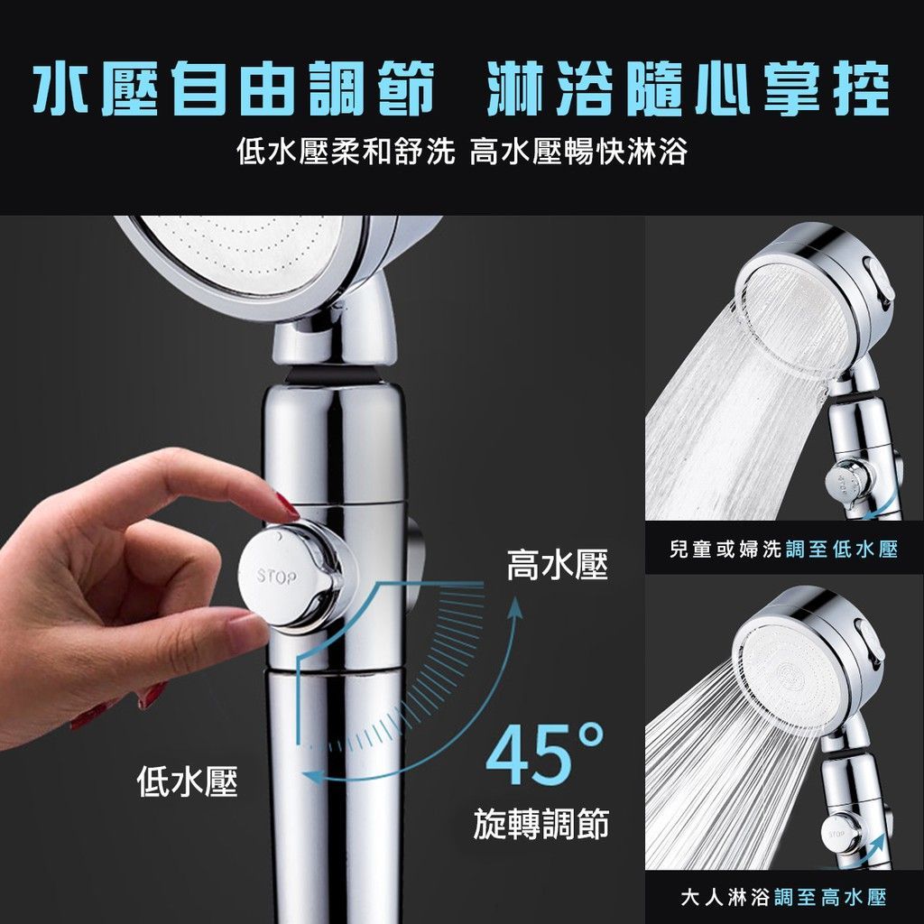 一鍵止水 過濾 蓮蓬頭 增壓蓮蓬頭 蓮蓬頭 360度旋轉調整 濾芯