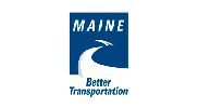 The maine better transportation logo shows a road with a plane flying over it.