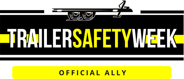 The logo for trailer safety week is black and yellow.