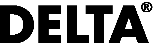 Logo de la marque DELTA en caractères gras noirs avec le symbole de marque déposée.
