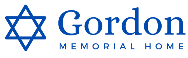 Blue logo with a Star of David and the name "Gordon Memorial Home".
