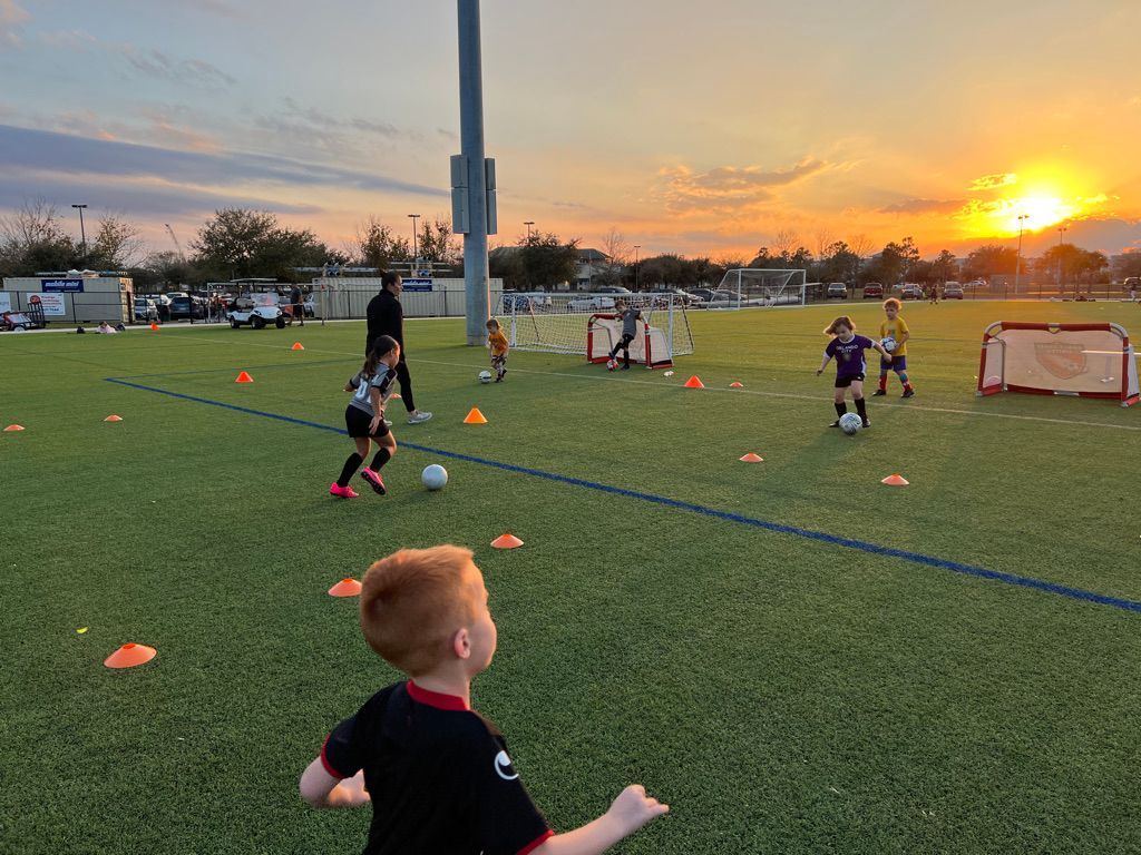 Space Coast United Soccer kids practicing