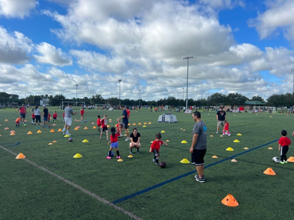 Space Coast United Soccer children practicing soccer