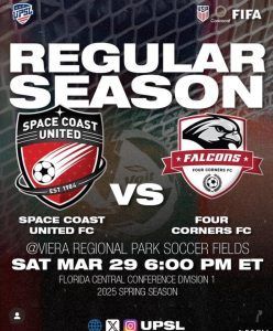 Poster for Space Coast United FC vs. Four Corners FC