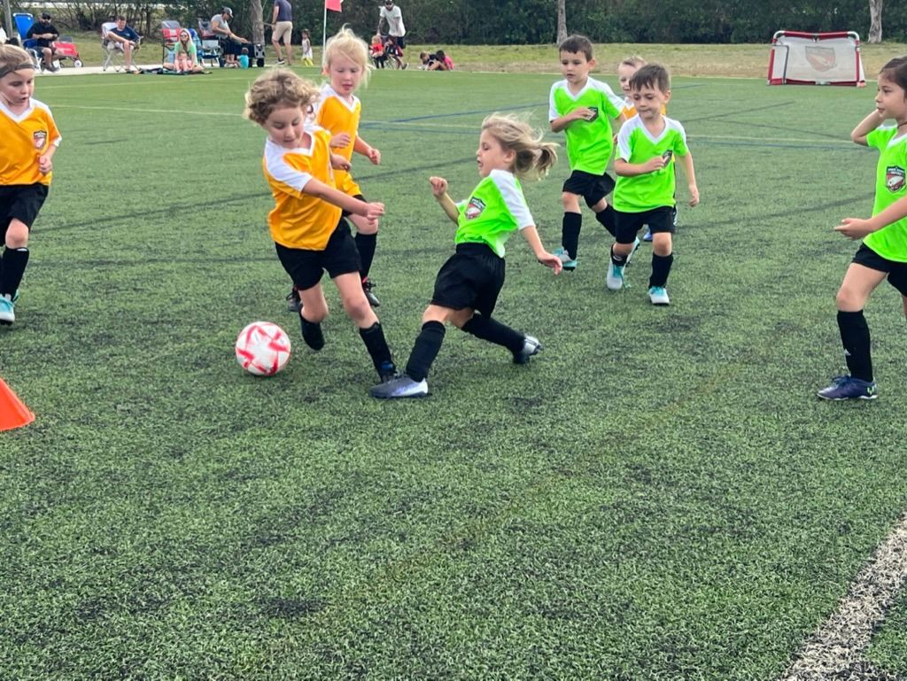 Space Coast United Soccer U5 team playing soccer