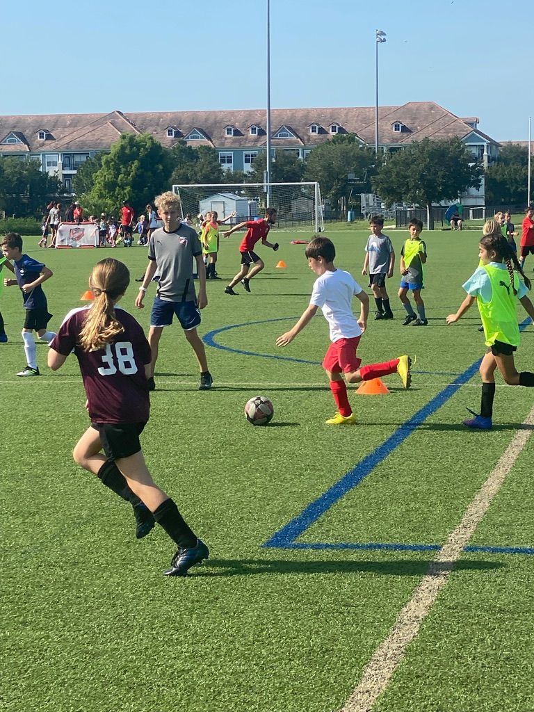 Space Coast United Soccer kids at a rec camp