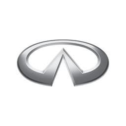 Silver Infiniti car logo.
