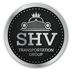 Black circular SHV Transportation Group logo with crown and decorative dots