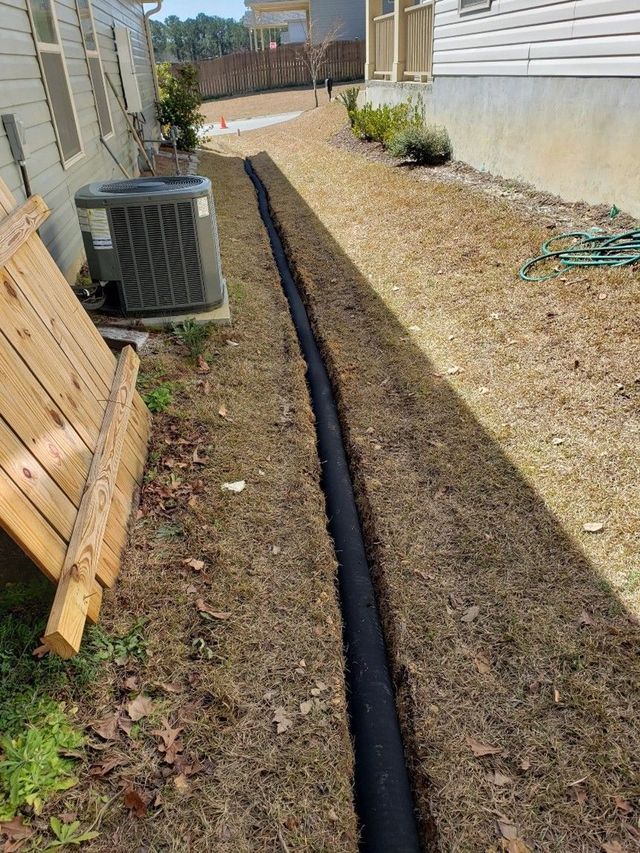 newly installed drainage system of a house