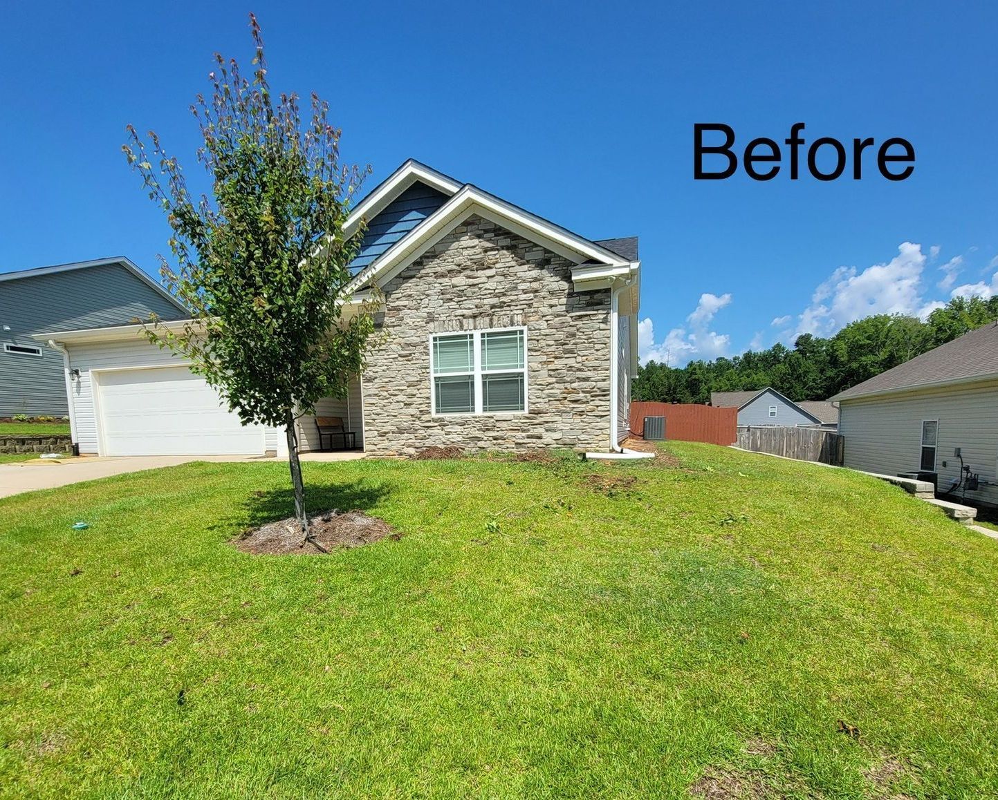 before image of walkway between the house and fence