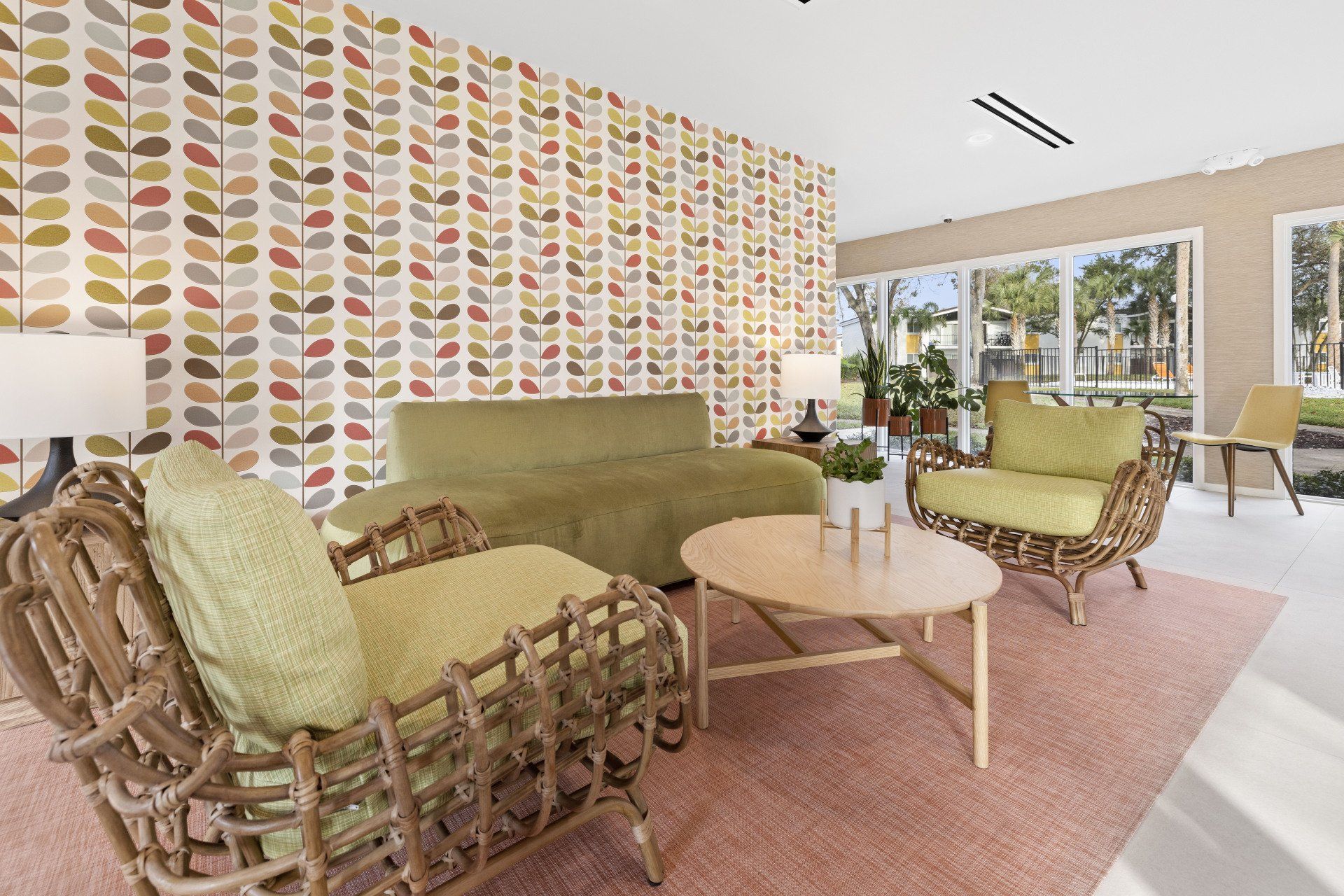 Hale Nani apartment community clubhouse with colorful wall design.