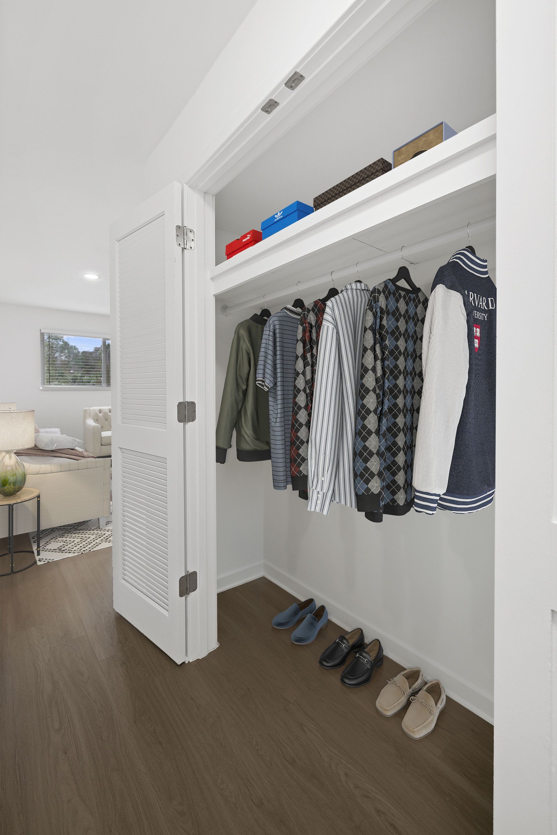Hale Nani apartment bathroom with spacious closet space.