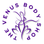A purple logo for the venus body shop www.TheVenusBodyShop.com