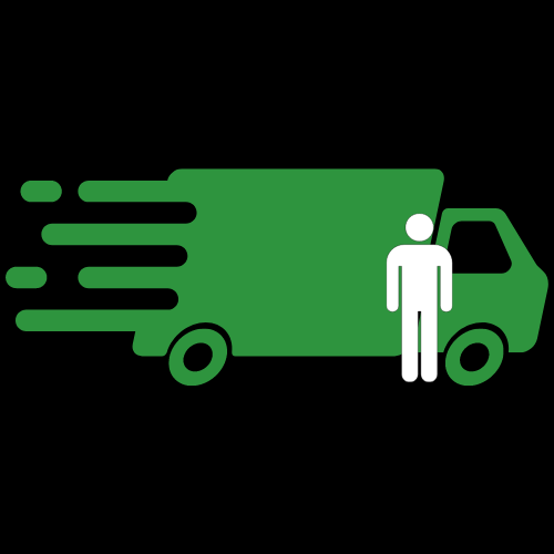 graphic for man with a van shows a man beside a van
