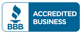 BBB Accredited Business blue-and-white badge logo with text