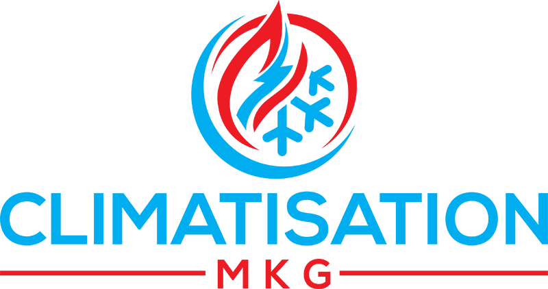 C'est un logo pour une entreprise appelée climatisation mkg.