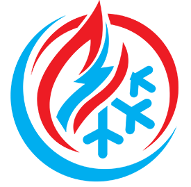 Une flamme rouge et bleue avec des flocons de neige dans un cercle