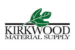 Kirkwood Material Supply logo with green oak leaves above black text on a white background
