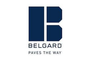 BELGARD logo in navy blue with the tagline “PAVES THE WAY” beneath it.