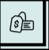 Price tag with dollar sign and a check.